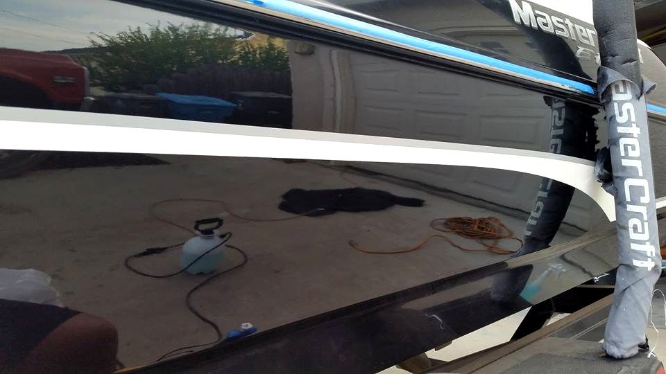 after boat detailing, oxidation removal, polish and wax by detail pros in sutter, ca